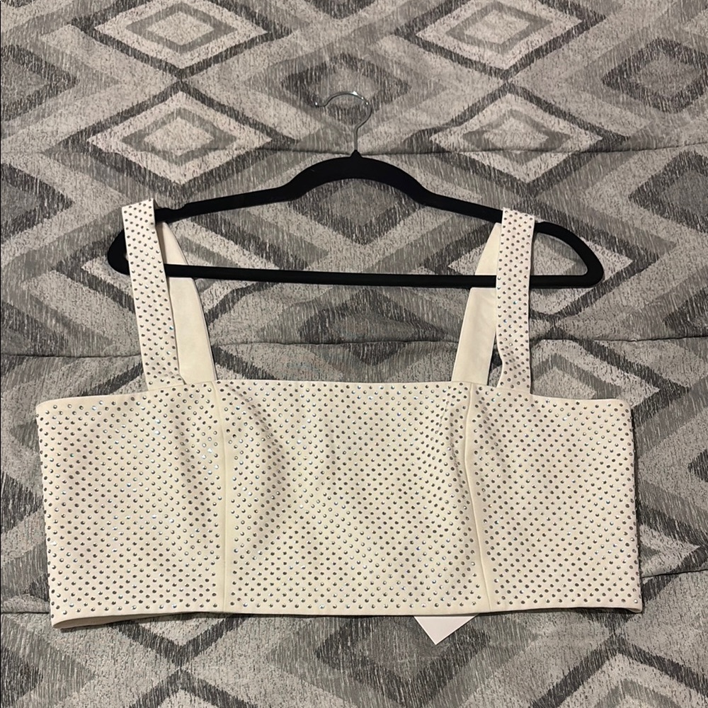 Generation Love Ivory Studded Crop Top